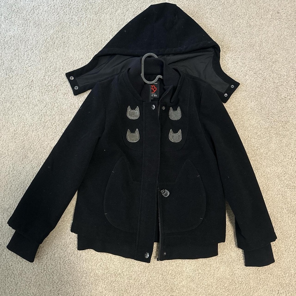 Black Jacket with Cat Patch